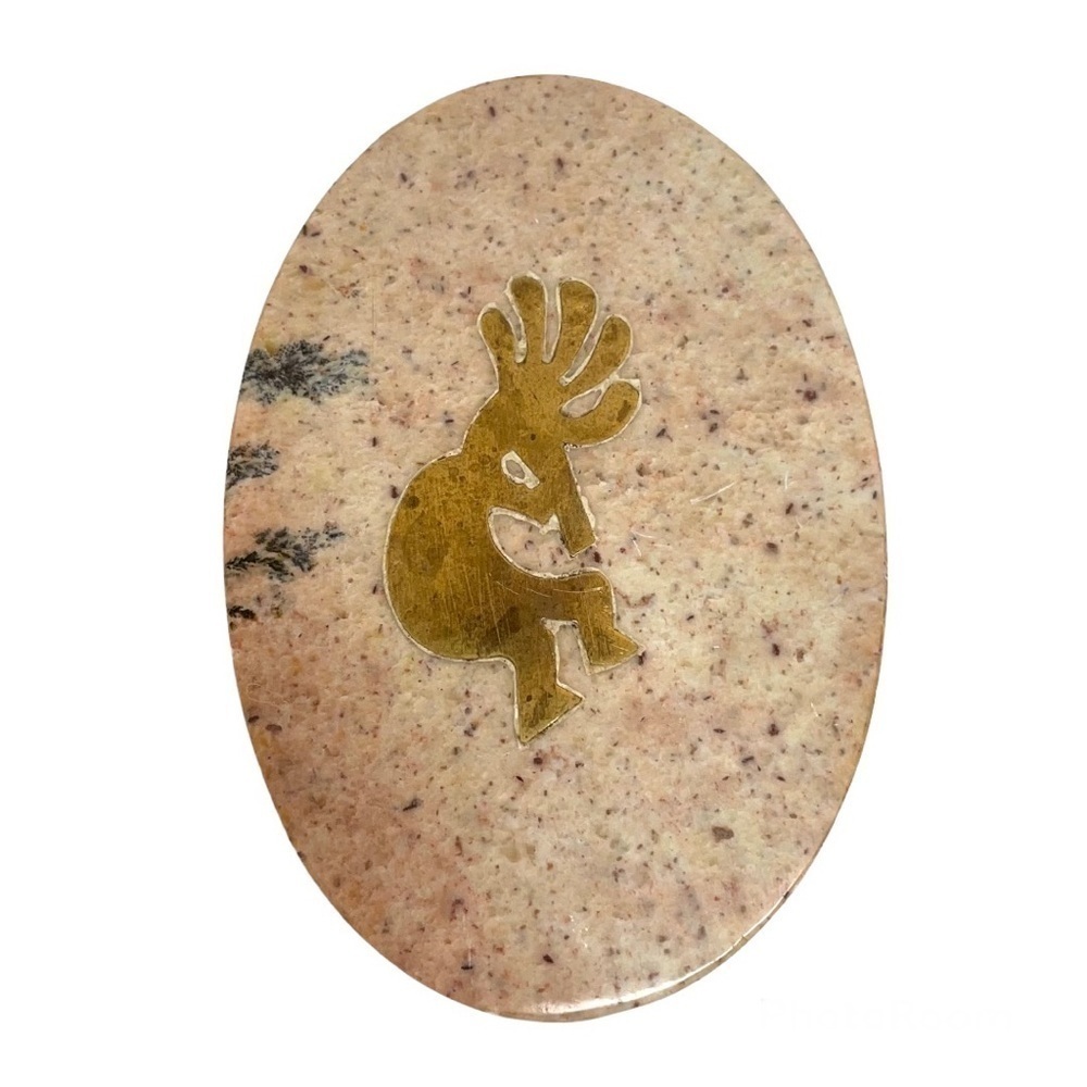 Vintage Kokopelli accent stone trinket box